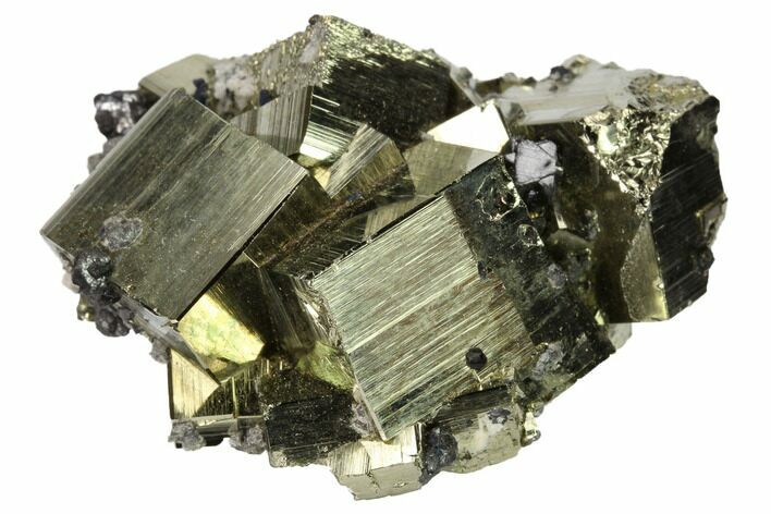 Cubic Pyrite Crystal Cluster with Sphalerite - Peru #167708